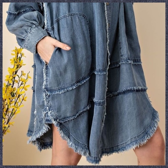 EASEL Ultra Oversized Shirt Dress-Distressed & Unique Details, Statement Sleeves - Picture 11 of 16